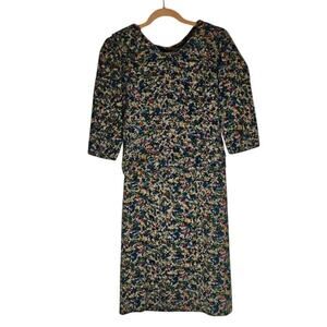 Vintage Harzfeld's Kansas City Secretary Midi Blouson Dress 12 Wool Blue Green